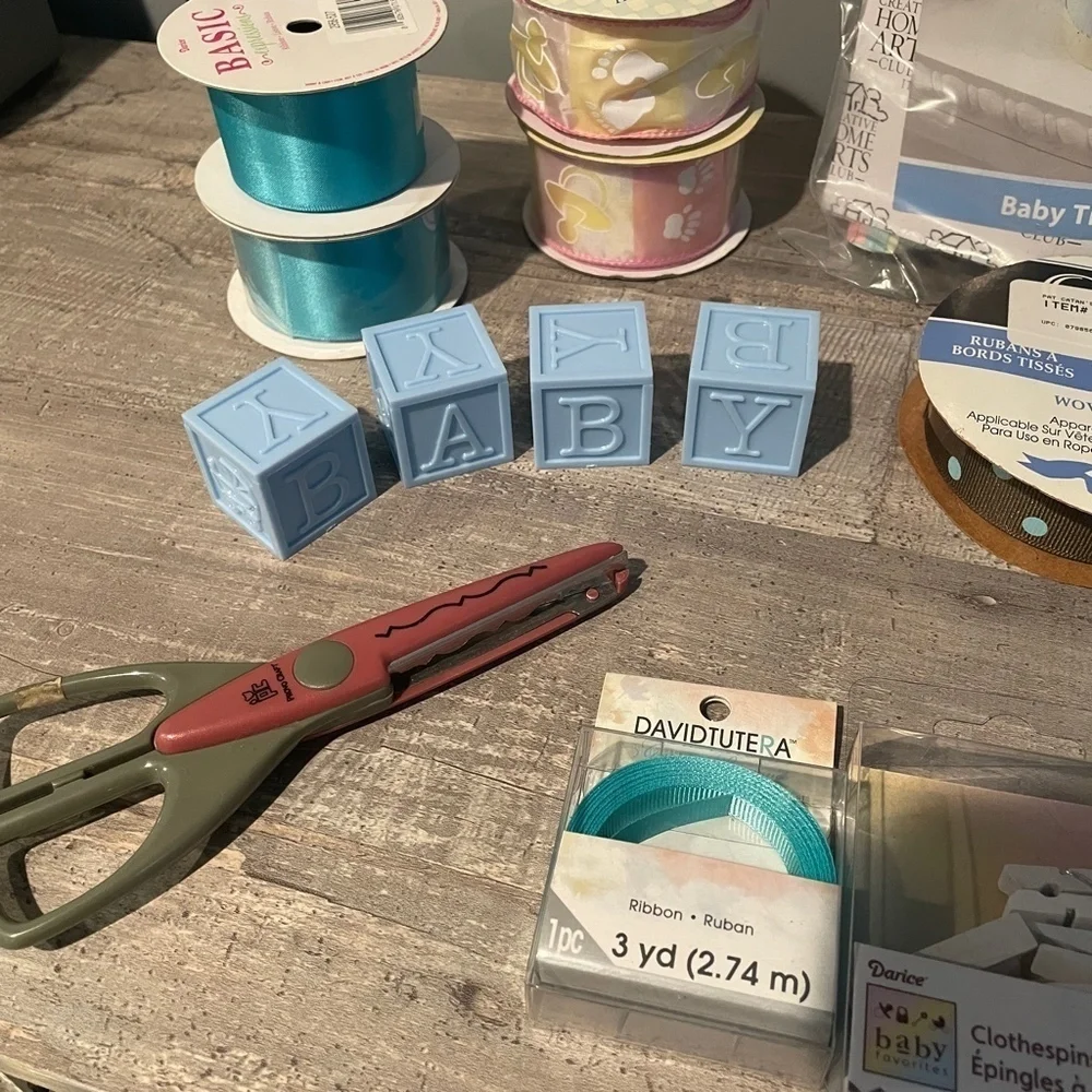 Craft Bundle Baby Shower Ribbon Craft Kits Stickers Scrapbook Gender Reveal